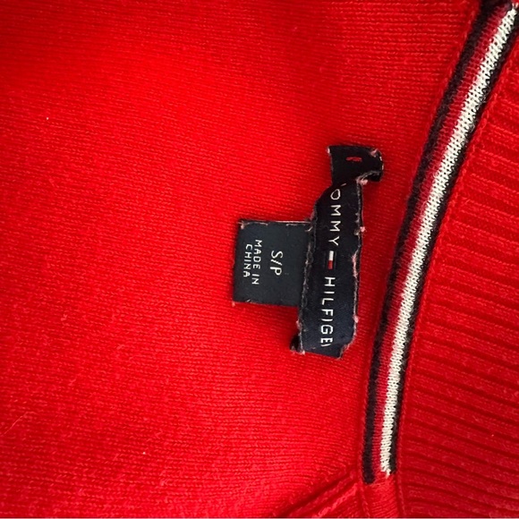 Tommy Hilfiger | Y2K Red White & Blue Zip Up Mock Neck Cardigan Sweater womens S - Picture 6 of 8